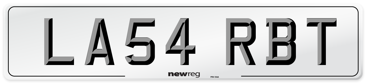 LA54 RBT Number Plate from New Reg